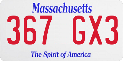 MA license plate 367GX3