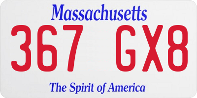 MA license plate 367GX8