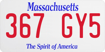 MA license plate 367GY5