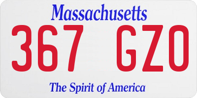 MA license plate 367GZ0
