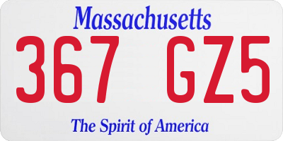 MA license plate 367GZ5