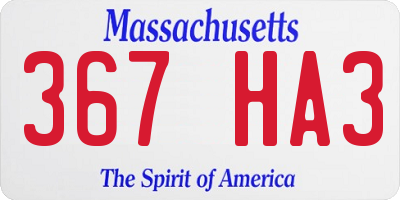 MA license plate 367HA3
