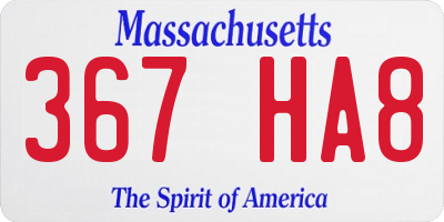 MA license plate 367HA8