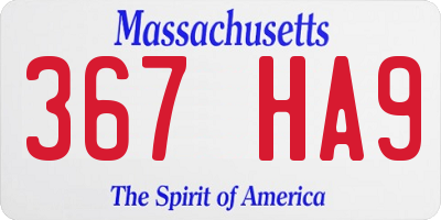 MA license plate 367HA9