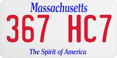 MA license plate 367HC7