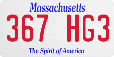 MA license plate 367HG3