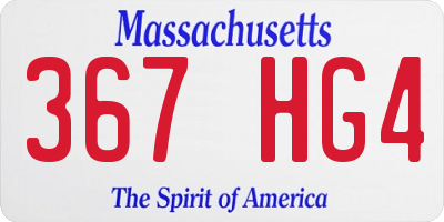 MA license plate 367HG4