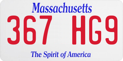 MA license plate 367HG9
