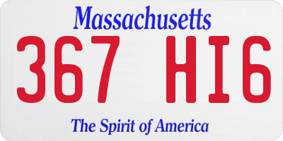 MA license plate 367HI6