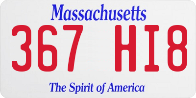 MA license plate 367HI8
