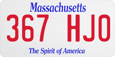 MA license plate 367HJ0