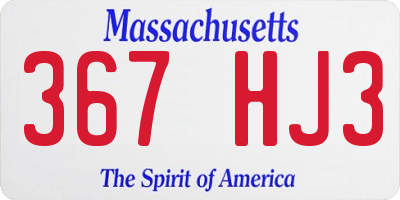 MA license plate 367HJ3