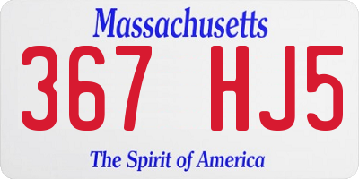 MA license plate 367HJ5
