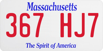 MA license plate 367HJ7