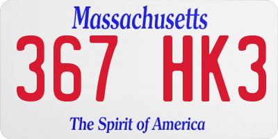 MA license plate 367HK3