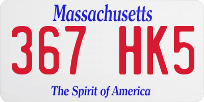 MA license plate 367HK5