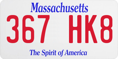 MA license plate 367HK8