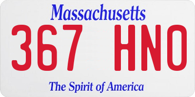 MA license plate 367HN0