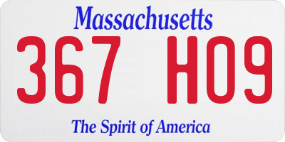MA license plate 367HO9