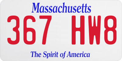 MA license plate 367HW8