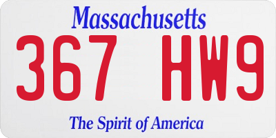 MA license plate 367HW9