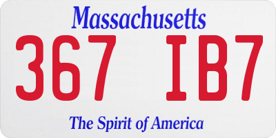 MA license plate 367IB7