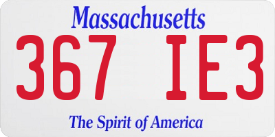 MA license plate 367IE3