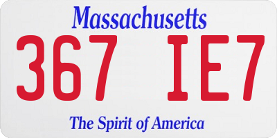 MA license plate 367IE7