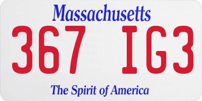 MA license plate 367IG3