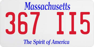 MA license plate 367II5