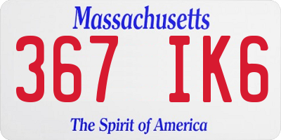 MA license plate 367IK6