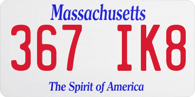 MA license plate 367IK8