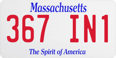 MA license plate 367IN1