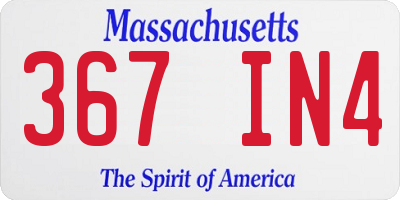 MA license plate 367IN4