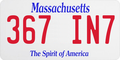 MA license plate 367IN7