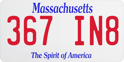 MA license plate 367IN8