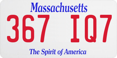 MA license plate 367IQ7