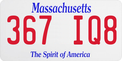 MA license plate 367IQ8