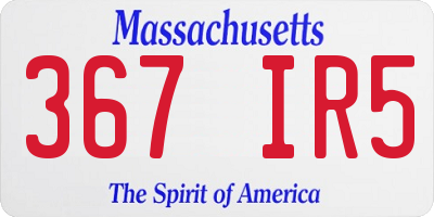 MA license plate 367IR5