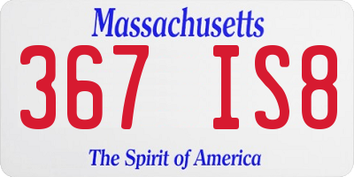 MA license plate 367IS8