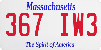 MA license plate 367IW3