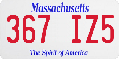 MA license plate 367IZ5