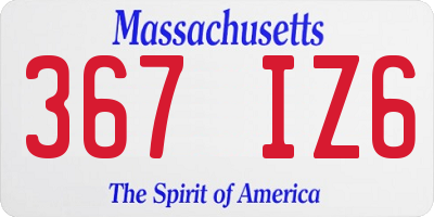 MA license plate 367IZ6