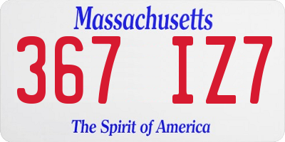 MA license plate 367IZ7