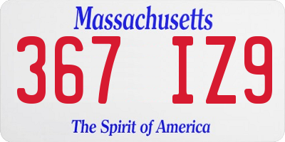 MA license plate 367IZ9