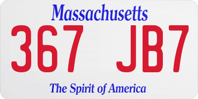 MA license plate 367JB7