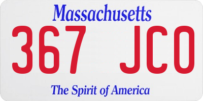 MA license plate 367JC0