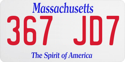 MA license plate 367JD7