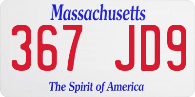 MA license plate 367JD9