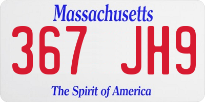 MA license plate 367JH9